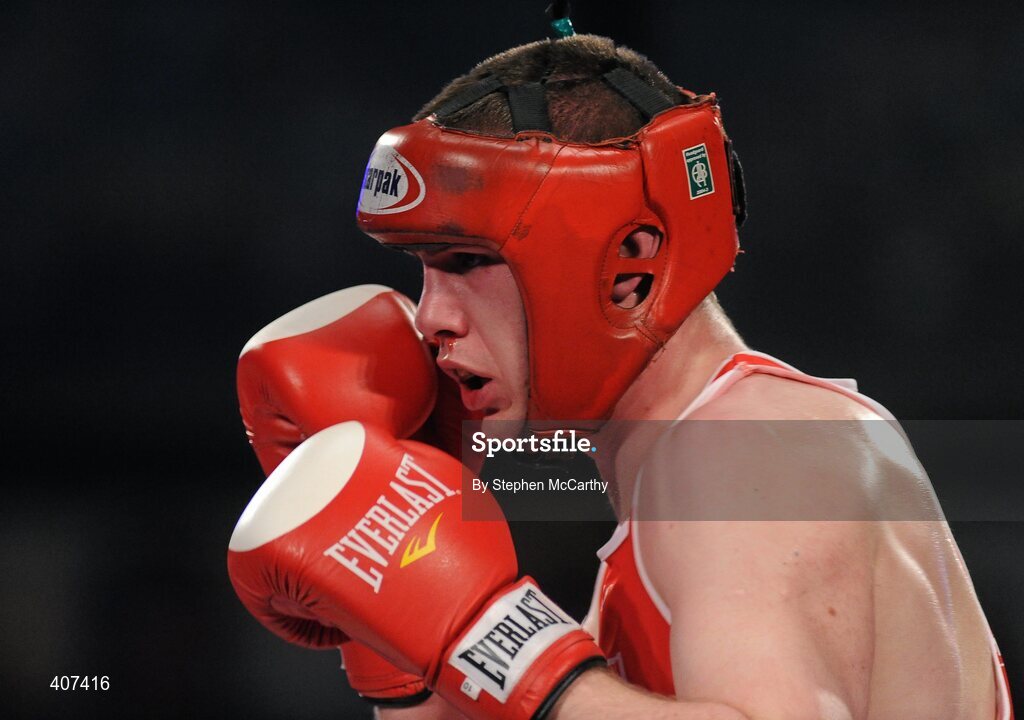 5 March 2010; Con Sheehan, Clonmel, in action against Alan Reynolds, Ballinacarrow, during their elite 91kg final bout. National Men's & Women's Elite National Championships 2010 Finals - Friday, National Stadium, Dublin. Picture credit: Stephen McCarthy / SPORTSFILE