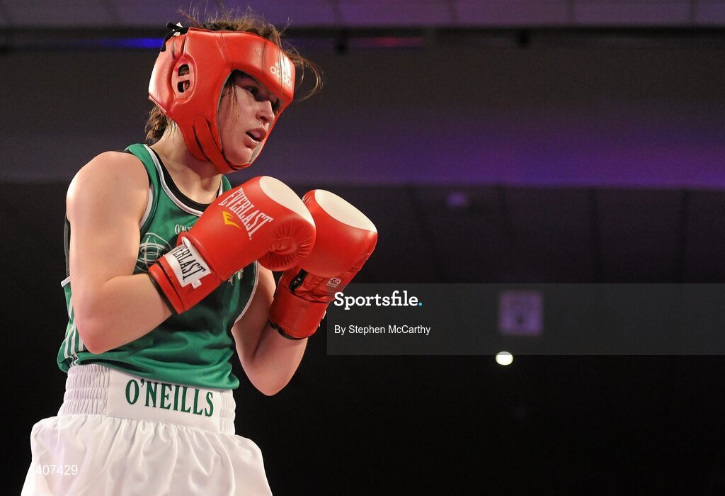 5 March 2010; Katie Taylor, Bray, Ireland, during her women's 60kg special bout with Julia Tsyplakova, Ukraine. National Men's & Women's Elite National Championships 2010 Finals - Friday, National Stadium, Dublin. Picture credit: Stephen McCarthy / SPORTSFILE