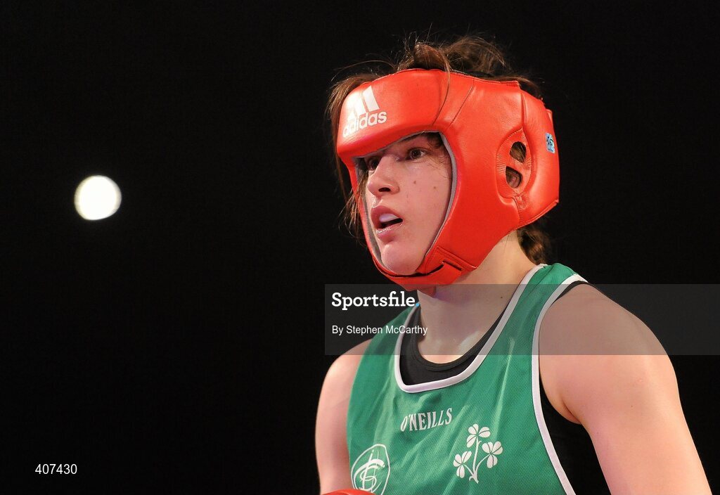 5 March 2010; Katie Taylor, Bray, Ireland, during her women's 60kg special bout with Julia Tsyplakova, Ukraine. National Men's & Women's Elite National Championships 2010 Finals - Friday, National Stadium, Dublin. Picture credit: Stephen McCarthy / SPORTSFILE