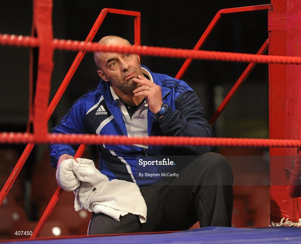 5 March 2010; Trainer Pete Taylor, Bray, looks on from the corner. National Men's & Women's Elite National Championships 2010 Finals - Friday, National Stadium, Dublin. Picture credit: Stephen McCarthy / SPORTSFILE
