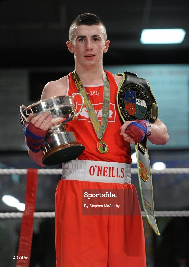 5 March 2010; Tyrone McCullough, Illies Golden Gloves, is victorious over James Fyers, Immaculata, following their elite 57kg final bout. National Men's & Women's Elite National Championships 2010 Finals - Friday, National Stadium, Dublin. Picture credit: Stephen McCarthy / SPORTSFILE