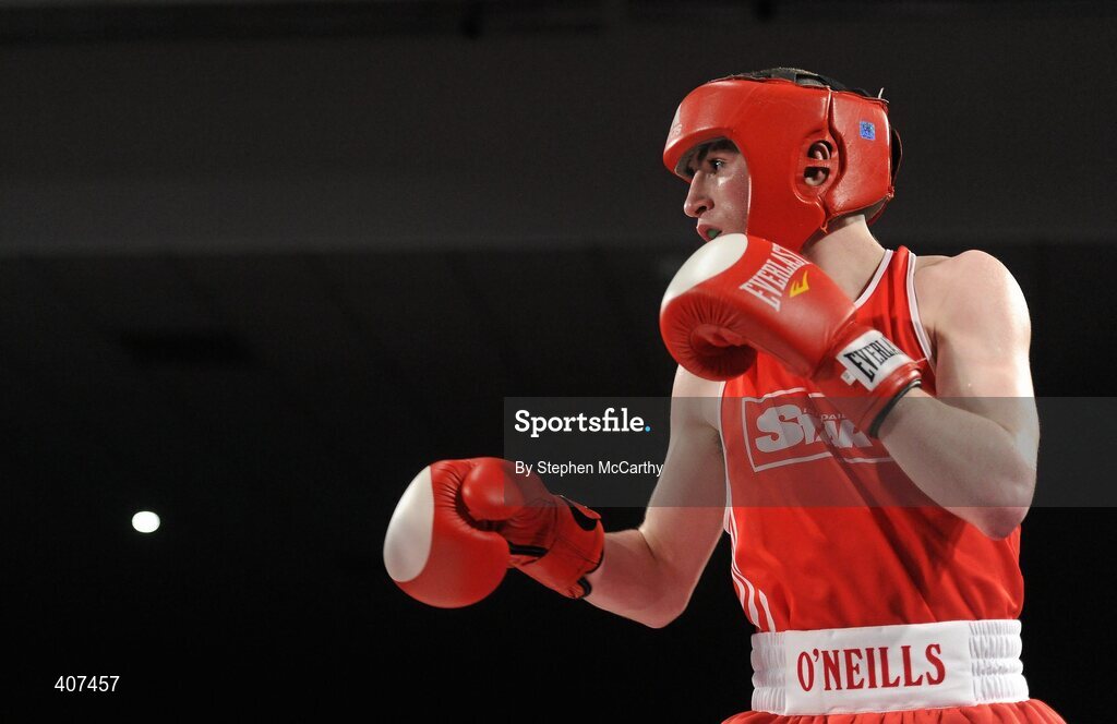 5 March 2010; Tyrone McCullough, Illies Golden Gloves, in action against James Fyers, Immaculata, during their elite 57kg final bout. National Men's & Women's Elite National Championships 2010 Finals - Friday, National Stadium, Dublin. Picture credit: Stephen McCarthy / SPORTSFILE