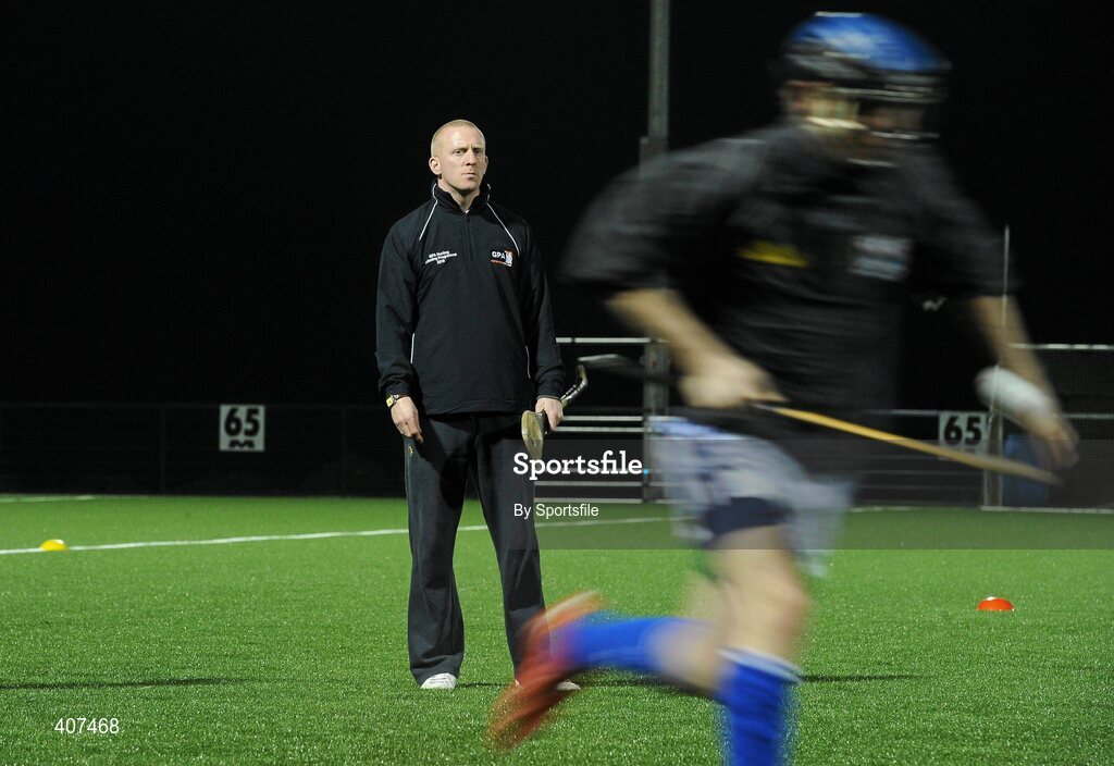 5 March 2010; Waterford hurling star John Mullane with Cavan hurlers. Mullane was visiting Breffni Park to oversee a session with the Cavan hurlers as part of the GPAs Hurling Twinning Programme. The Twinning Programme, now in its third year, pairs hurlers from the MacCarthy Cup squads with panels in the non-traditional hurling counties. 3G All Weather Pitch, Breffni Park, Cavan. Photo by Sportsfile