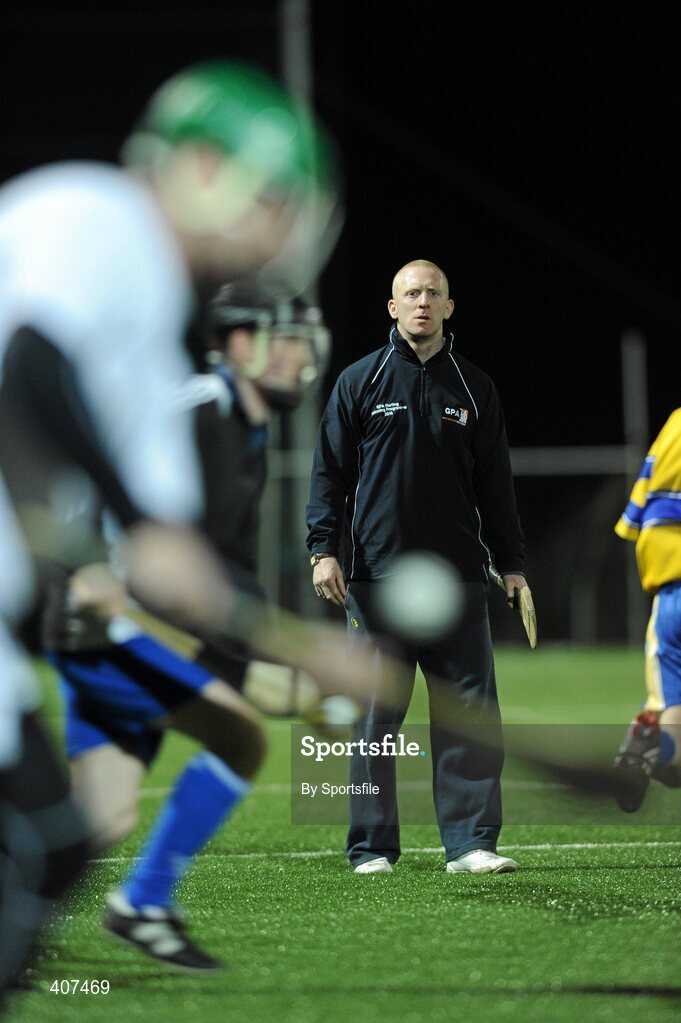 5 March 2010; Waterford hurling star John Mullane with Cavan hurlers. Mullane was visiting Breffni Park to oversee a session with the Cavan hurlers as part of the GPAs Hurling Twinning Programme. The Twinning Programme, now in its third year, pairs hurlers from the MacCarthy Cup squads with panels in the non-traditional hurling counties. 3G All Weather Pitch, Breffni Park, Cavan. Photo by Sportsfile