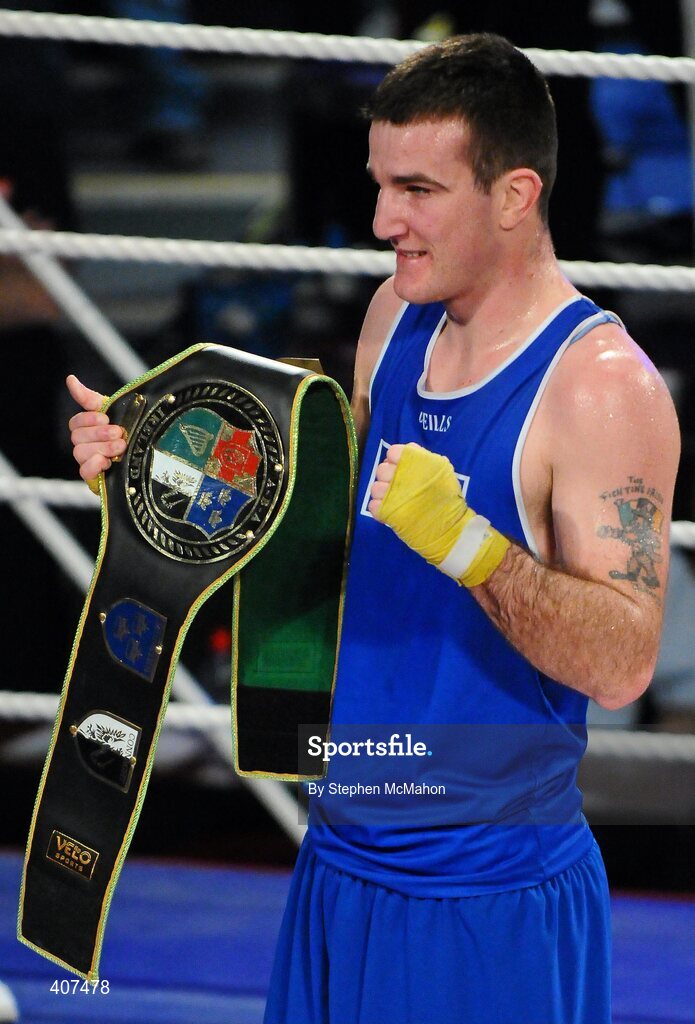 5 March 2010; John Joe Joyce, St Michaels Athy, after beating Willie McLoughlin, Illies Golden Gloves, during their elite 69kg final. National Men's & Women's Elite National Championships 2010 Finals - Friday, National Stadium, Dublin. Picture credit: Stephen McMahon / SPORTSFILE