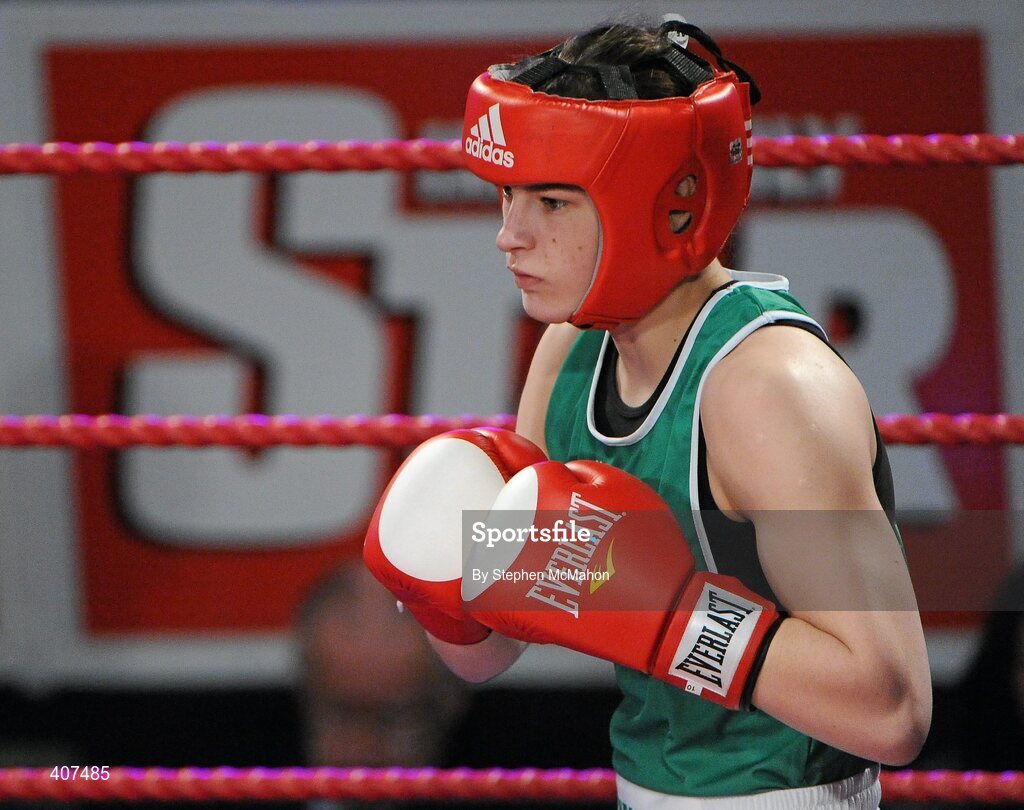5 March 2010; Katie Taylor, Bray, Ireland, in action against Julia Tsyplakova, Ukraine, during their womens 60kg special bout. National Men's & Women's Elite National Championships 2010 Finals - Friday, National Stadium, Dublin. Picture credit: Stephen McMahon / SPORTSFILE