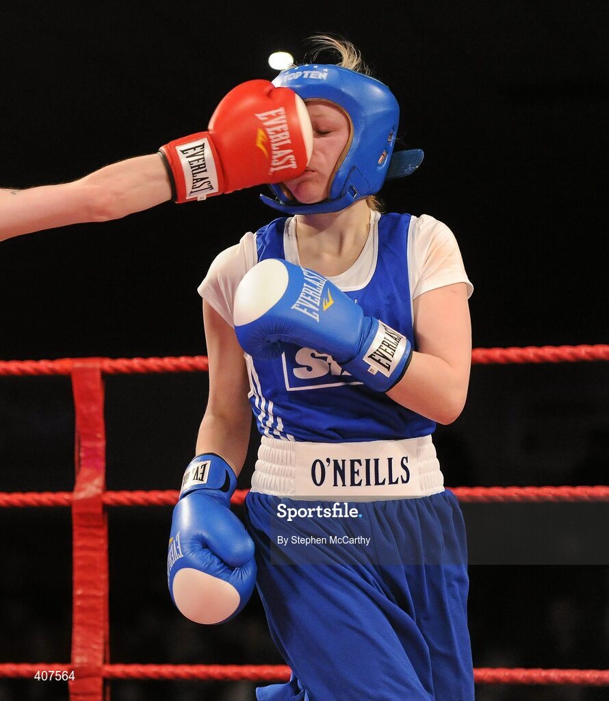 5 March 2010; Rebecca Meaney, Tolerton, during her women's elite 51kg final bout with Debbie Rogers, Bray. National Men's & Women's Elite National Championships 2010 Finals - Friday, National Stadium, Dublin. Picture credit: Stephen McCarthy / SPORTSFILE
