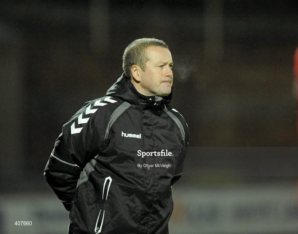 5 March 2010; Cork City Foras Co-op manager, Tommy Dunne, reacts on the sideline. Airtricity League, Premier Division, Derry City v Cork City Foras Co-op, Brandywell Stadium, Derry. Picture credit: Oliver McVeigh / SPORTSFILE