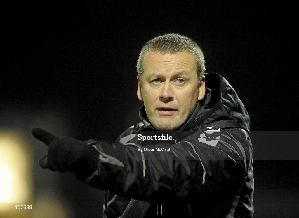 5 March 2010; Cork City Foras Co-op manager, Tommy Dunne, reacts on the sideline. Airtricity League, Premier Division, Derry City v Cork City Foras Co-op, Brandywell Stadium, Derry. Picture credit: Oliver McVeigh / SPORTSFILE