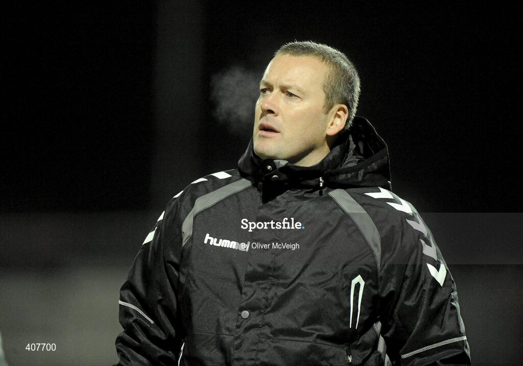 5 March 2010; Cork City Foras Co-op manager, Tommy Dunne, reacts on the sideline. Airtricity League, Premier Division, Derry City v Cork City Foras Co-op, Brandywell Stadium, Derry. Picture credit: Oliver McVeigh / SPORTSFILE