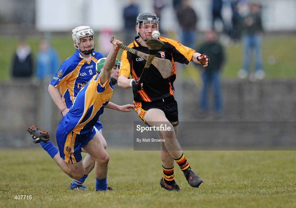 6 March 2010; Kevin Downes, Ard Scoil Ris, in action against Cathal Barrett, Thurles CBS. Harty Cup Final replay, Thurles CBS v Ard Scoil Ris, McDonagh Park, Nenagh, Co. Tipperary. Picture credit: Matt Browne / SPORTSFILE