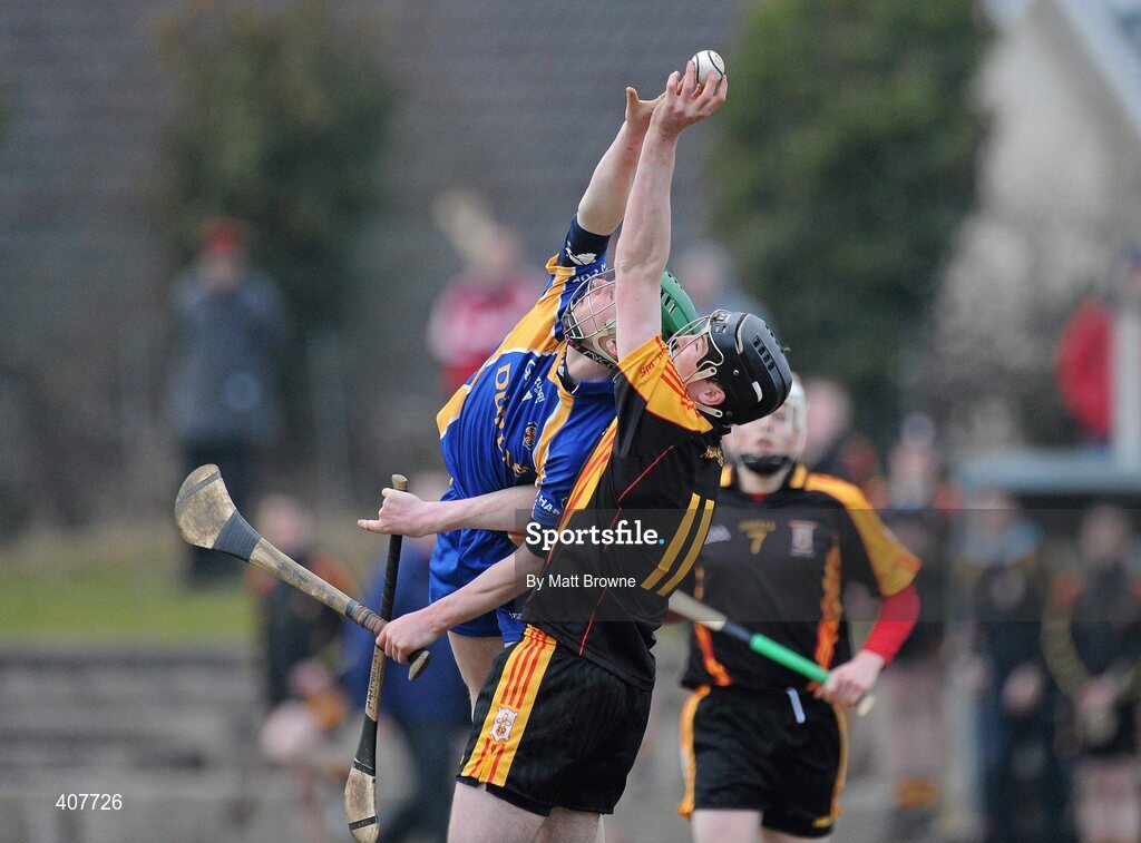 6 March 2010; John Meagher, Thurles CBS, in action against Declan Hannon, Ard Scoil Ris. Harty Cup Final replay, Thurles CBS v Ard Scoil Ris, McDonagh Park, Nenagh, Co. Tipperary. Picture credit: Matt Browne / SPORTSFILE