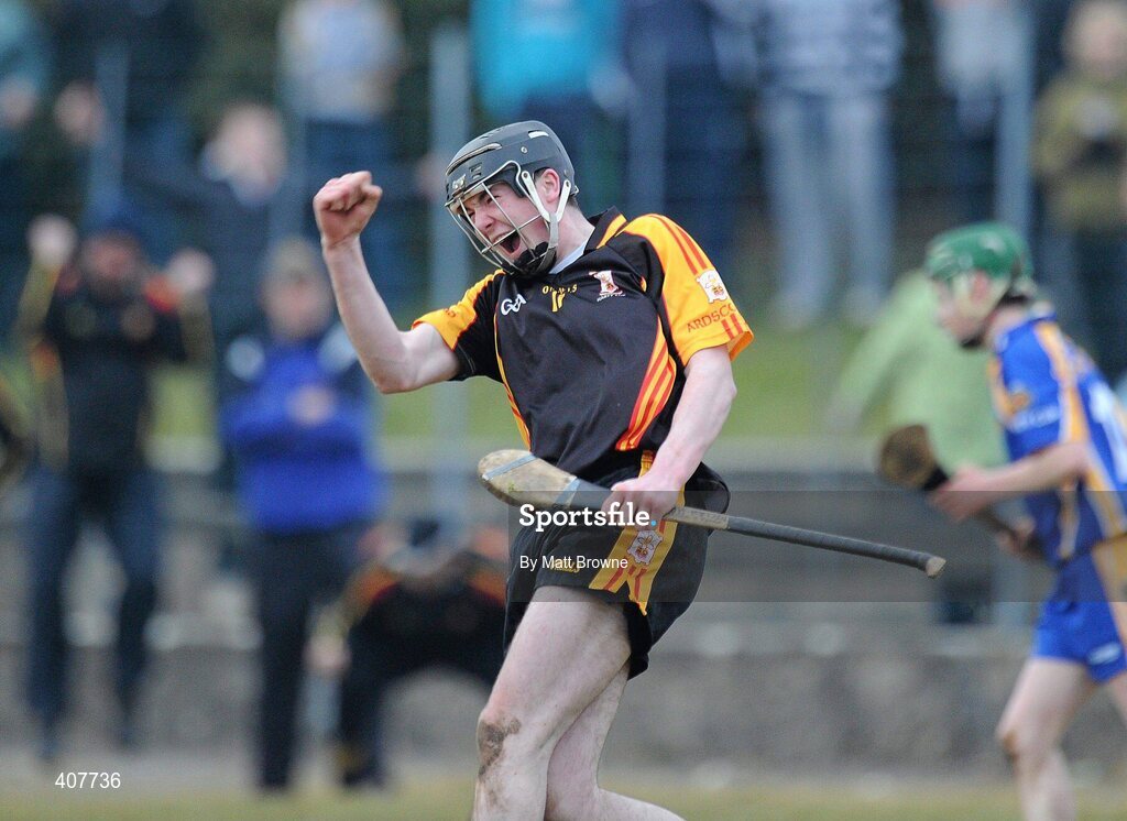 6 March 2010; Declan Hannon, Ard Scoil Ris, celebrates after scoring a late point against Thurles CBS to equalize the game. Harty Cup Final replay, Thurles CBS v Ard Scoil Ris, McDonagh Park, Nenagh, Co. Tipperary. Picture credit: Matt Browne / SPORTSFILE
