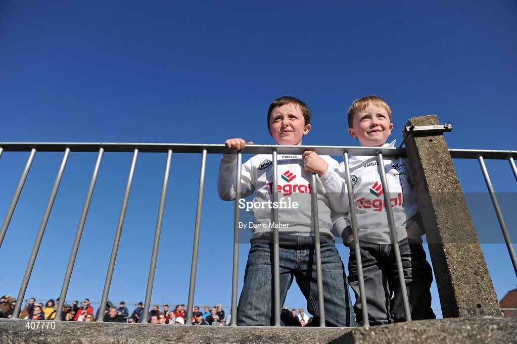 7 March 2010; Kildare supporters Liam Coleman, left age 8 and his brother Tom, age 6 look on during the game between Kildare and  Donegal. Allianz GAA Football National League, Division 2, Round 3, Kildare v Donegal, St Conleth's Park, Newbridge, Co. Kildare. Picture credit: David Maher / SPORTSFILE