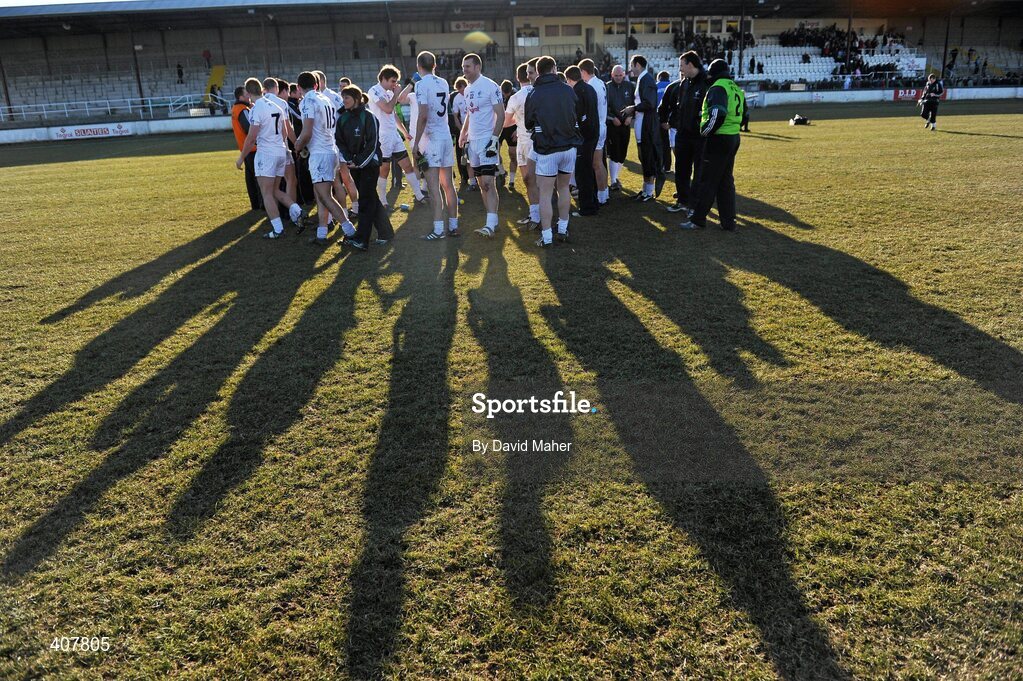 7 March 2010; Kildare players and officials at the end of the game. Allianz GAA Football National League, Division 2, Round 3, Kildare v Donegal, St Conleth's Park, Newbridge, Co. Kildare. Picture credit: David Maher / SPORTSFILE