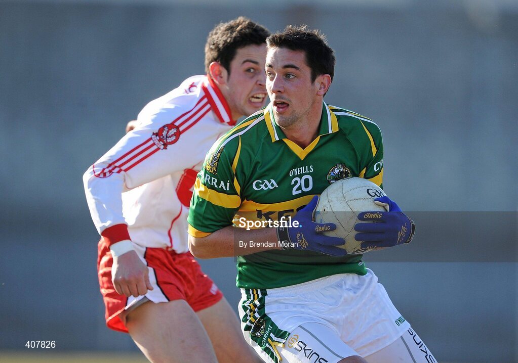 7 March 2010; Anthony Maher, Kerry, in action against Brian Mullan, Derry. Allianz GAA Football National League, Division 1, Round 3, Kerry v Derry, Austin Stack Park, Tralee, Co. Kerry. Picture credit: Brendan Moran / SPORTSFILE