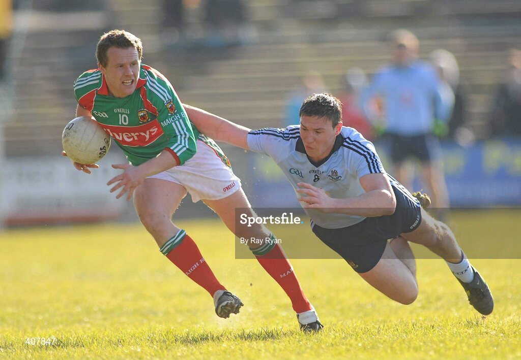 7 March 2010; Andy Moran, Mayo, in action against Paul Flynn, Dublin. Allianz GAA Football National League Division 1 Round 3, Mayo v Dublin, McHale Park, Castlebar, Co. Mayo. Picture credit: Ray Ryan / SPORTSFILE