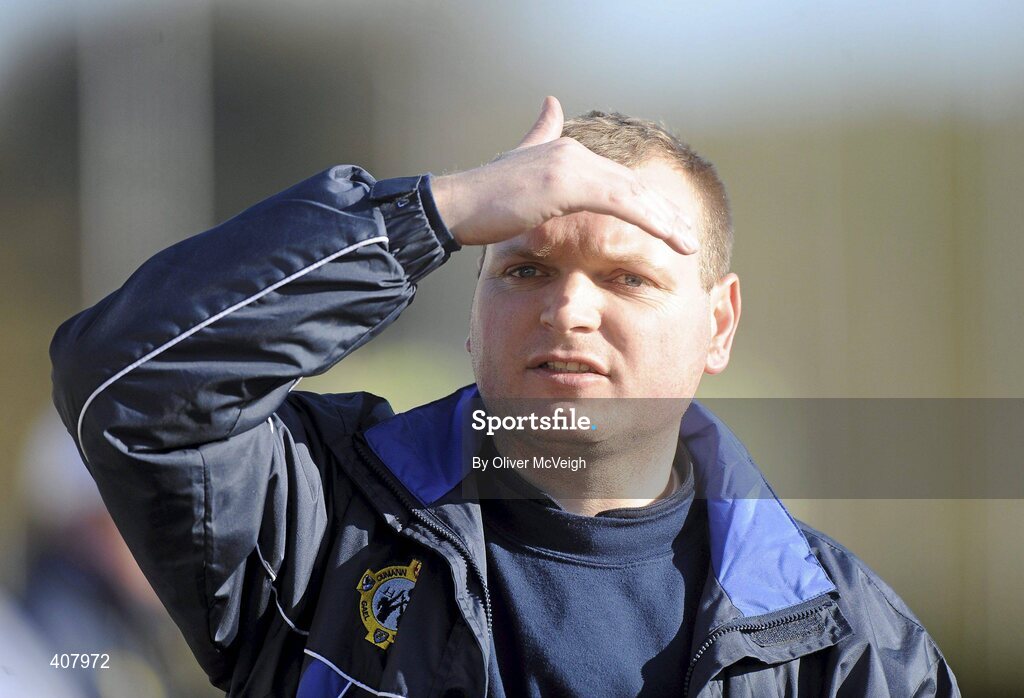 7 March 2010; Monaghan manager, Barry McLoughlin, reacts on the sideline. Bord Gais Energy Ladies National Football League Division 1 Round 4, Monaghan v Mayo Emyvale, Co. Monaghan. Picture credit: Oliver McVeigh / SPORTSFILE