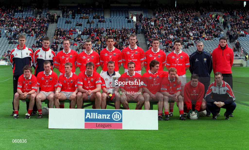 29 April 2001; The Cork squad before the Allianz GAA National Football League Division 2 Final match between Westmeath and Cork at Croke Park in Dublin. Photo by Ray McManus/Sportsfile