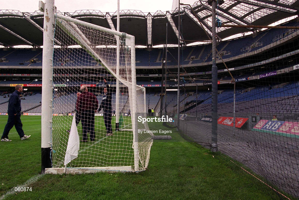16 April 2001; The canal end goalmouth before the AIB All-Ireland Senior Club Hurling Championship Final match between Athenry and Graigue Ballycallan at Croke Park in Dublin. Photo by Damien Eagers/Sportsfile