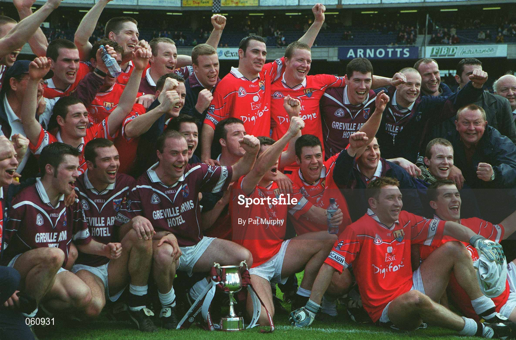 29 April 2001; Westmeath players celebrate with the cup after the Allianz GAA National Football League Division 2 Final match between Westmeath and Cork at Croke Park in Dublin. Photo by Pat Murphy/Sportsfile