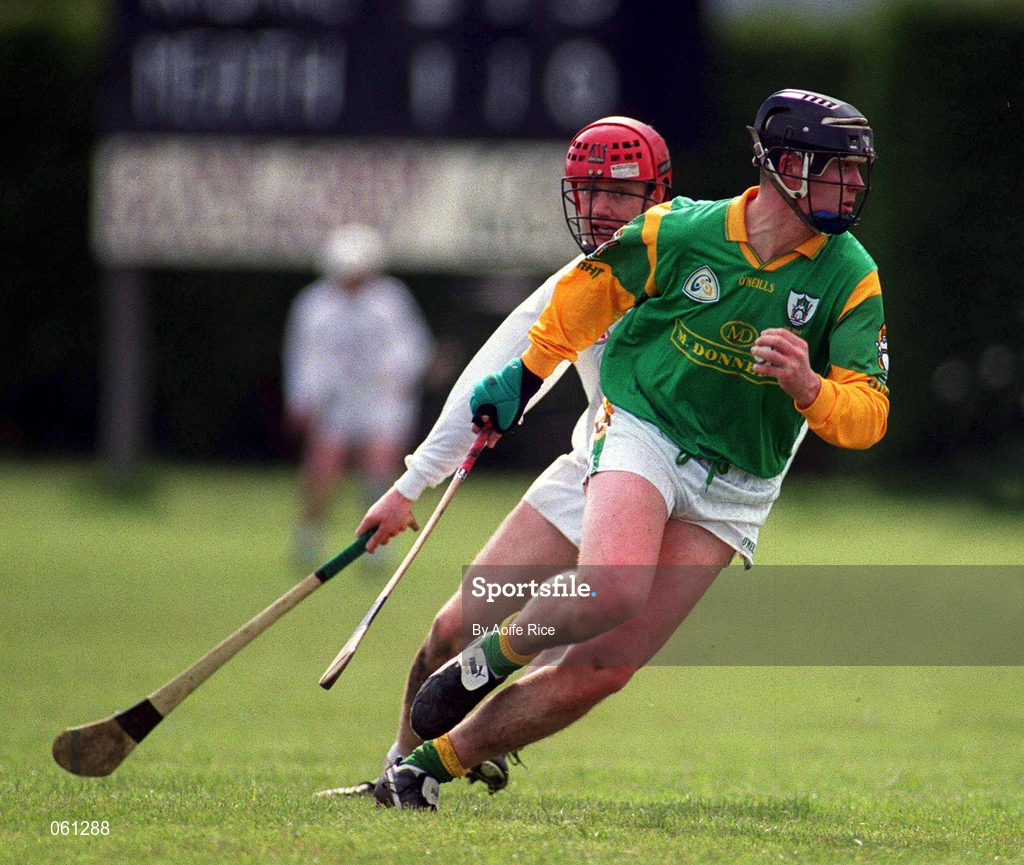 29 April 2001; Nicky Horan of Meath in action against Patrick Rohan of Kildare during the Guinness Leinster Senior Hurling Championship Preliminary Round match between Kildare and Meath at Conneff Park in Clane, Kildare. Photo by Aoife Rice/Sportsfile