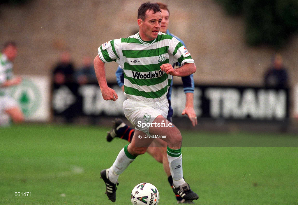 29 April 2001; Derek Treacy of Shamrock Rovers during the Eircom League Premier Division match between UCD and Shamrock Rovers at Belfield Park in UCD, Dublin. Photo by David Maher/Sportsfile