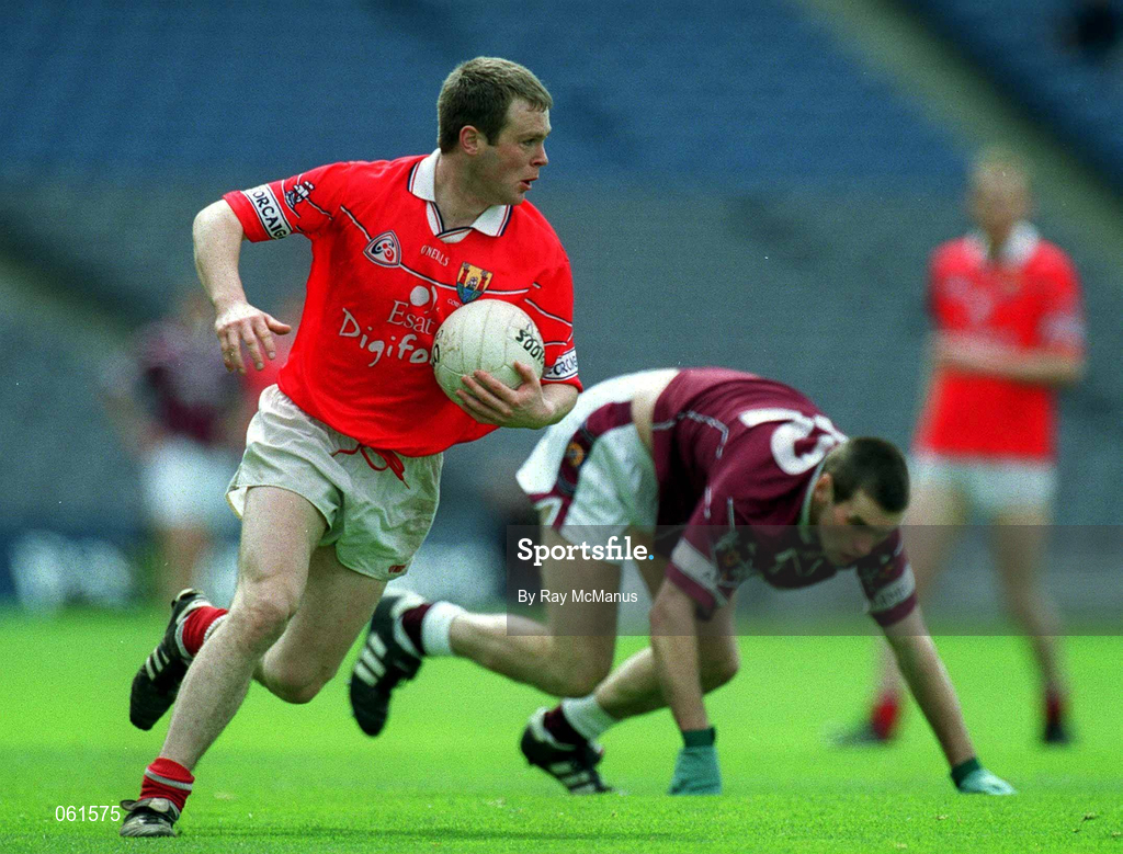 29 April 2001; Michael O'Donovan, Cork, in action against Michael Ennis of Westmeath during the Allianz GAA National Football League Division 2 Final match between Westmeath and Cork at Croke Park in Dublin. Photo by Ray McManus/Sportsfile