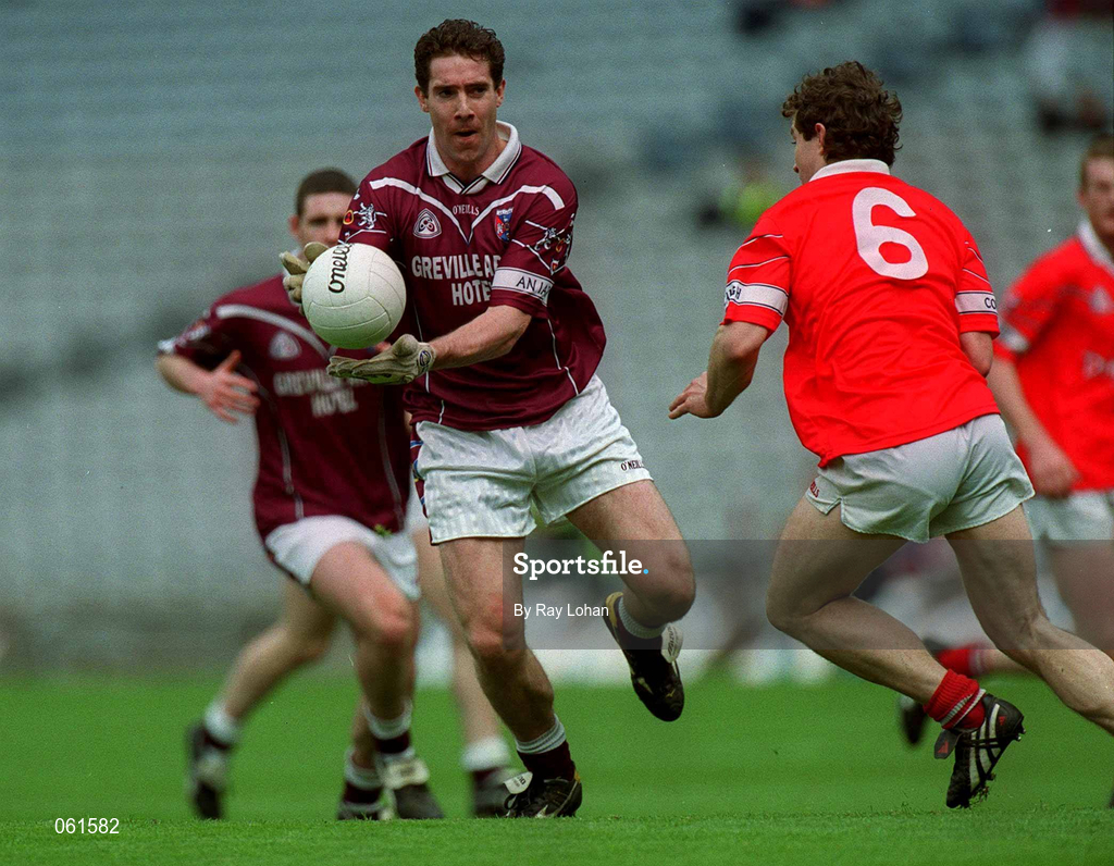 29 April 2001; David Hughes of Westmeath in action against Eoin Sexton of Cork during the Allianz GAA National Football League Division 2 Final match between Westmeath and Cork at Croke Park in Dublin. Photo by Ray Lohan/Sportsfile