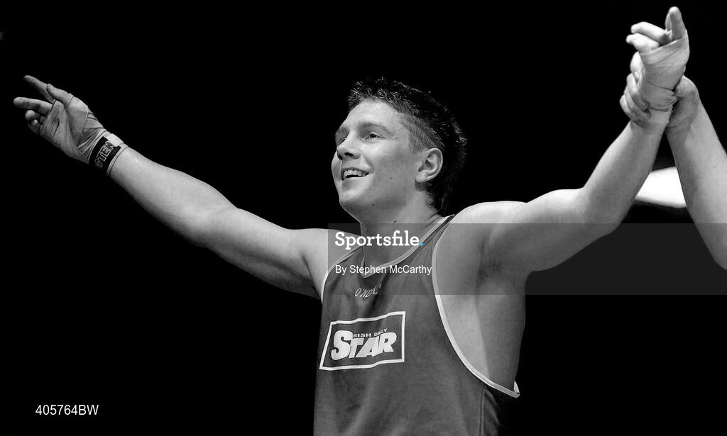 27 February 2010; Jason Quigley, Finn Valley, celebrates after his 75kg bout victory over Eamon O'Kane, Immaculata. National Mens Elite Championships Semi-Finals - Saturday, National Stadium, Dublin. Picture credit: Stephen McCarthy / SPORTSFILE