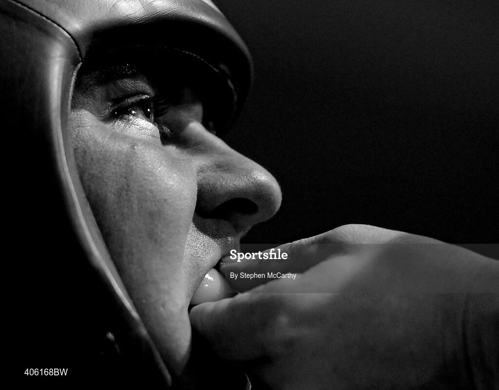 27 February 2010; Paul Courtney, Lucan, between rounds during his 91+kg noivce quarter final with Rafal Bronkal, Eagle. National Mens Elite Championships Semi-Finals - Saturday, National Stadium, Dublin. Picture credit: Stephen McCarthy / SPORTSFILE