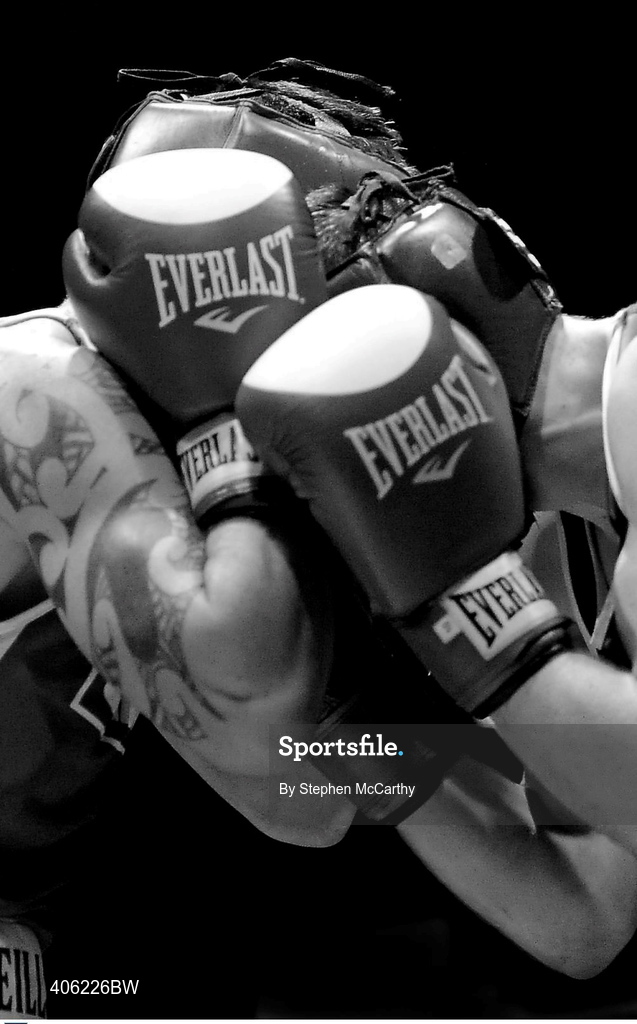 27 February 2010; A general view of the 60kg bout between Ross Hickey, Grangecon, right, and David Oliver Joyce, St Michaels Athy. National Mens Elite Championships Semi-Finals - Saturday, National Stadium, Dublin. Picture credit: Stephen McCarthy / SPORTSFILE