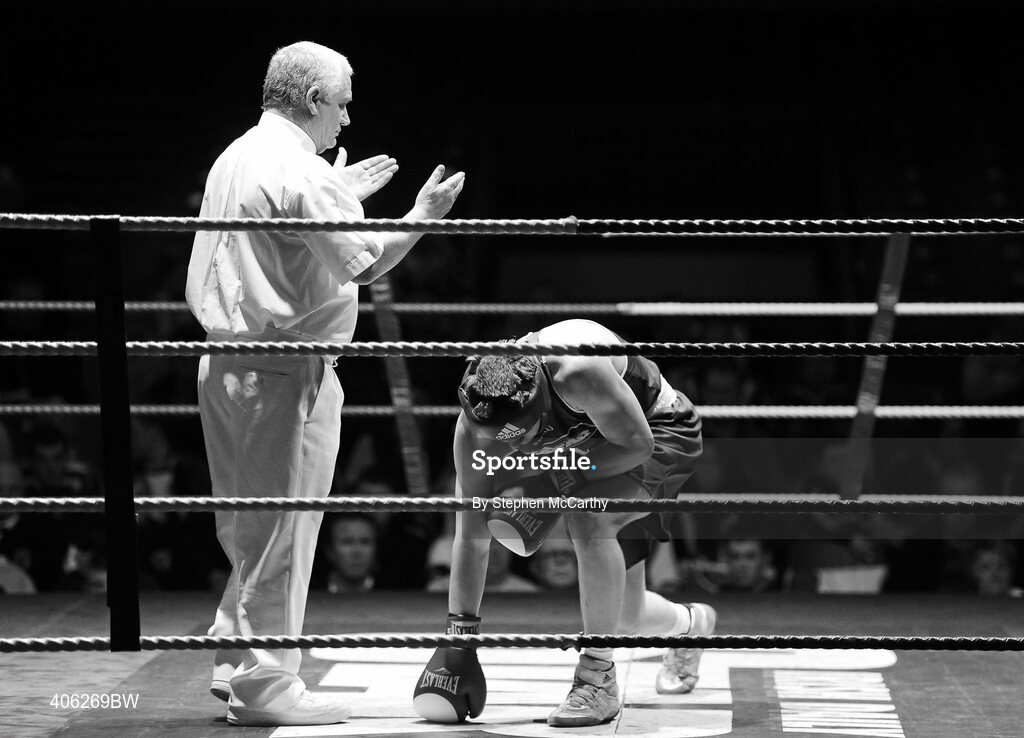 27 February 2010; Jason Quigley, Finn Valley, during his 75kg bout with Eamon O'Kane, Immaculata. National Mens Elite Championships Semi-Finals - Saturday, National Stadium, Dublin. Picture credit: Stephen McCarthy / SPORTSFILE
