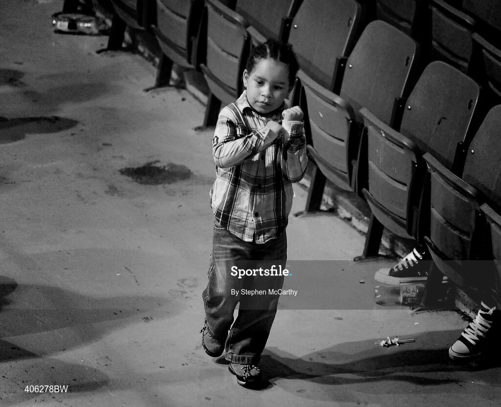 27 February 2010; A young supporter during one of the evenings contests. National Mens Elite Championships Semi-Finals - Saturday, National Stadium, Dublin. Picture credit: Stephen McCarthy / SPORTSFILE
