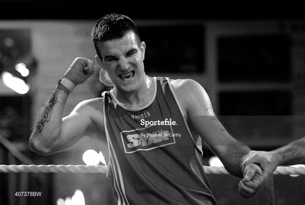 5 March 2010; John Joe Joyce, St Michaels Athy, is victorious in his 69kg bout over Willie McLoughlin, Illies Golden Gloves. National Men's & Women's Elite National Championships 2010 Finals - Friday, National Stadium, Dublin. Picture credit: Stephen McCarthy / SPORTSFILE