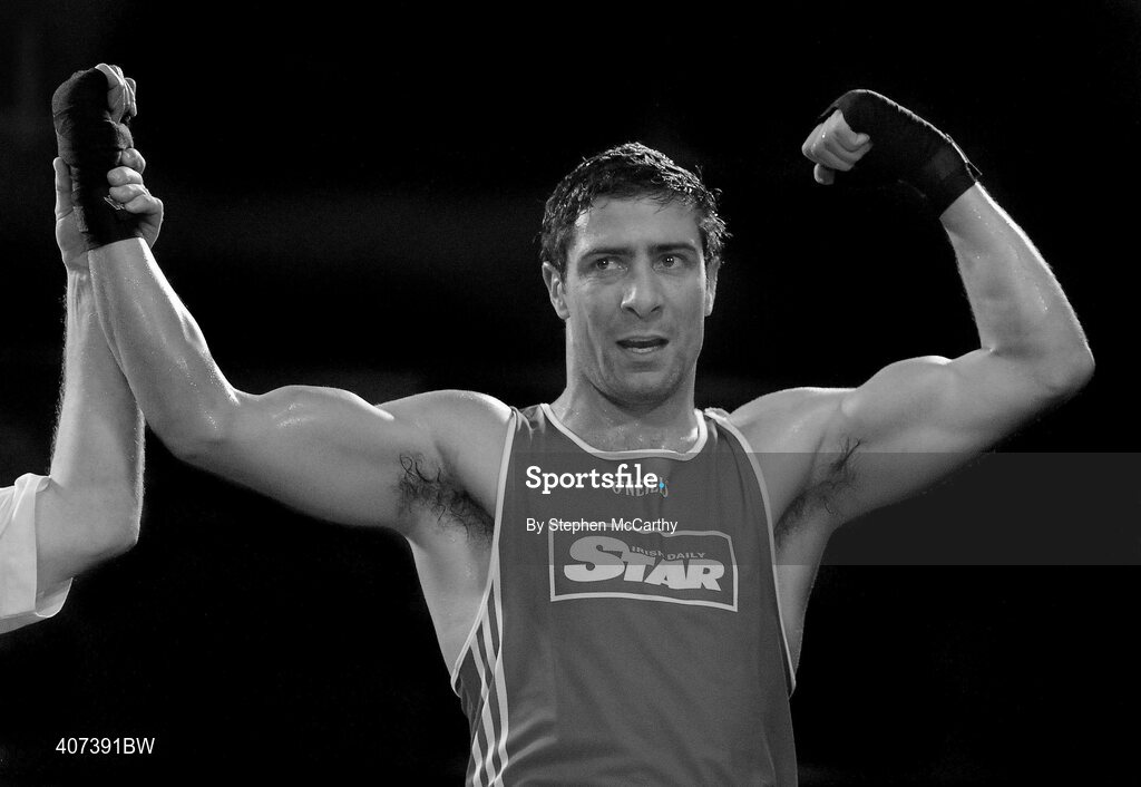 5 March 2010; Kenny Egan, Neilstown, celebrates beating Tommy McCarthy, Oliver Plunketts, during their elite 81kg final. National Men's & Women's Elite National Championships 2010 Finals - Friday, National Stadium, Dublin. Picture credit: Stephen McCarthy / SPORTSFILE
