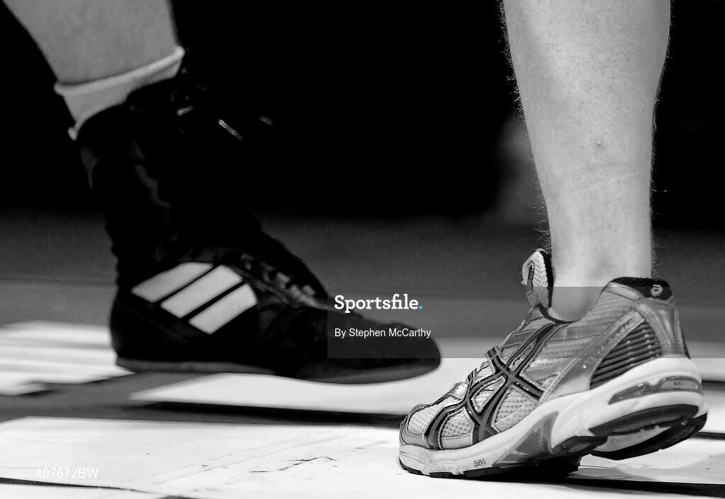 6 March 2010; A general view of the men's novice 91+kg final bout between Trevor Foley, Crumlin, and Jonathan York, Springhill. Men's Novice National Championships 2010 Finals - Saturday Afternoon Session, National Stadium, Dublin. Picture credit: Stephen McCarthy / SPORTSFILE