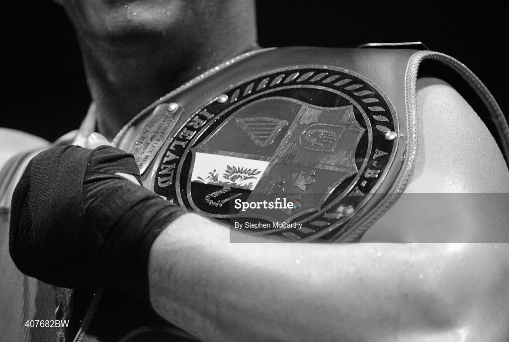 6 March 2010; Cathal McMonagle, Holy Trinity, holds his men's elite 91+kg belt following victory over Tommy Sheehan, St Michaels Athy. Men's Elite & Women's Novice National Championships 2010 Finals - Saturday Evening Session, National Stadium, Dublin. Picture credit: Stephen McCarthy / SPORTSFILE