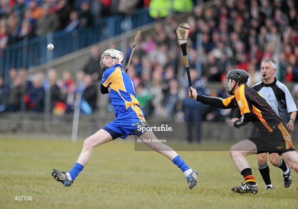 6 March 2010; Denis Maher, Thurles CBS, in action against Niall Kennedy, Ard Scoil Ris. Harty Cup Final replay, Thurles CBS v Ard Scoil Ris, McDonagh Park, Nenagh, Co. Tipperary. Picture credit: Matt Browne / SPORTSFILE