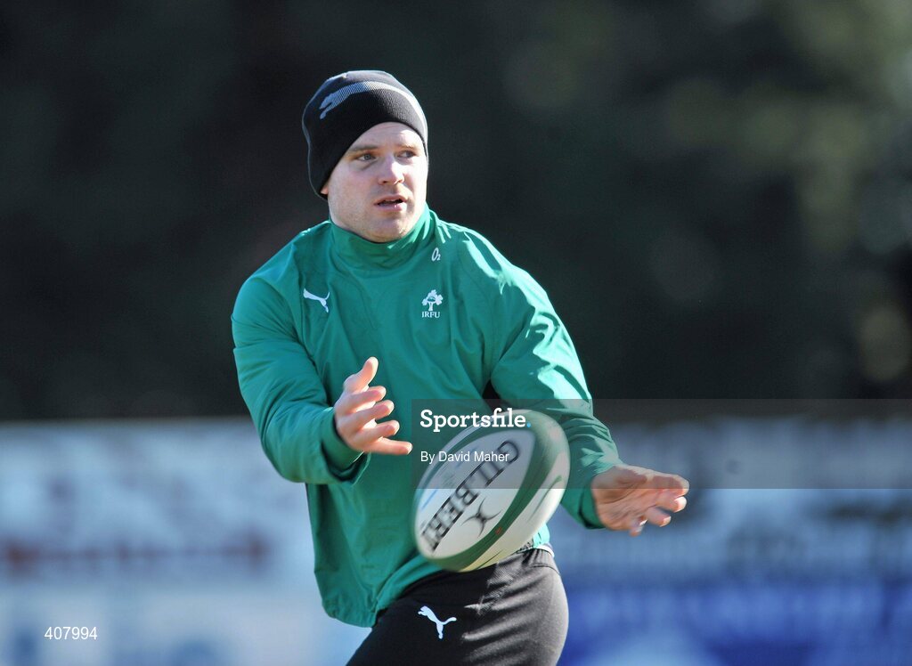 8 March 2010; Ireland's Gordon D'Arcy  in action during squad training ahead of their RBS Six Nations Rugby Championship match against Wales on Saturday. Ireland rugby squad training, Dr. Hickey Park, Greystones, Co. Wicklow. Picture credit; David Maher / SPORTSFILE