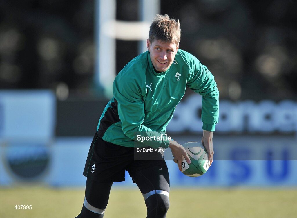 8 March 2010; Ireland's Ronan O'Gara  in action during squad training ahead of their RBS Six Nations Rugby Championship match against Wales on Saturday. Ireland rugby squad training, Dr. Hickey Park, Greystones, Co. Wicklow. Picture credit; David Maher / SPORTSFILE