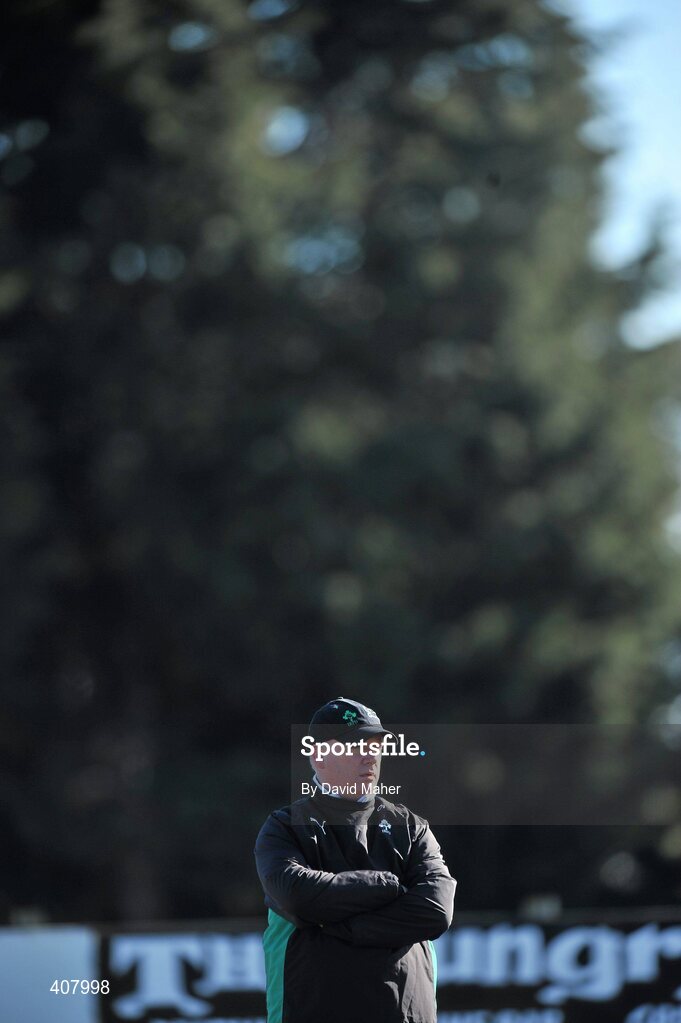 8 March 2010; Ireland head coach Declan Kidney during squad training ahead of their RBS Six Nations Rugby Championship match against Wales on Saturday. Ireland rugby squad training, Dr. Hickey Park, Greystones, Co. Wicklow. Picture credit; David Maher / SPORTSFILE