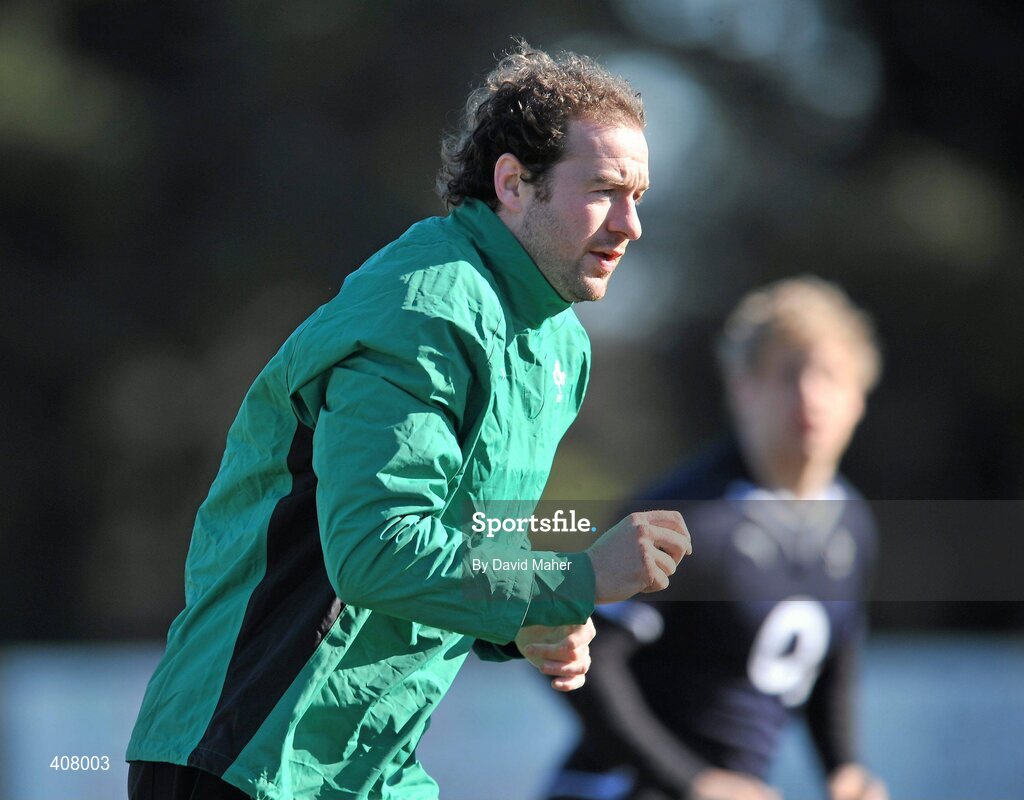 8 March 2010; Ireland's Geordan Murphy in action during squad training ahead of their RBS Six Nations Rugby Championship match against Wales on Saturday. Ireland rugby squad training, Dr. Hickey Park, Greystones, Co. Wicklow. Picture credit; David Maher / SPORTSFILE