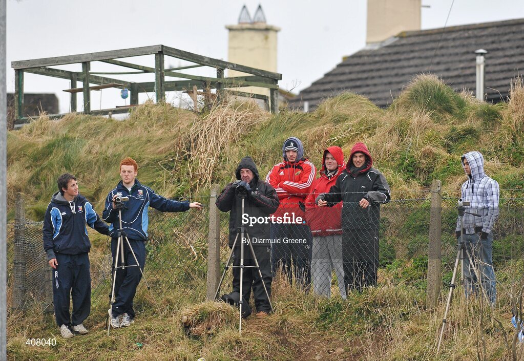 3 March 2010; A general view of cameramen and spectators on a hill during the game. Avonmore Munster Rugby Schools Senior Cup Semi-Final, Rockwell v Castletroy College, Clanwilliam Park, Tipperary Town, Tipperary. Picture credit: Diarmuid Greene / SPORTSFILE