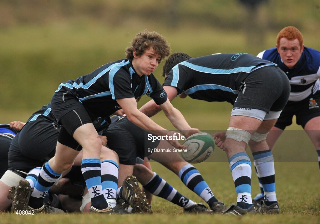 3 March 2010; Neil Cronin, Castletroy, gets the ball away from the scrum. Avonmore Munster Rugby Schools Senior Cup Semi-Final, Rockwell v Castletroy College, Clanwilliam Park, Tipperary Town, Tipperary. Picture credit: Diarmuid Greene / SPORTSFILE