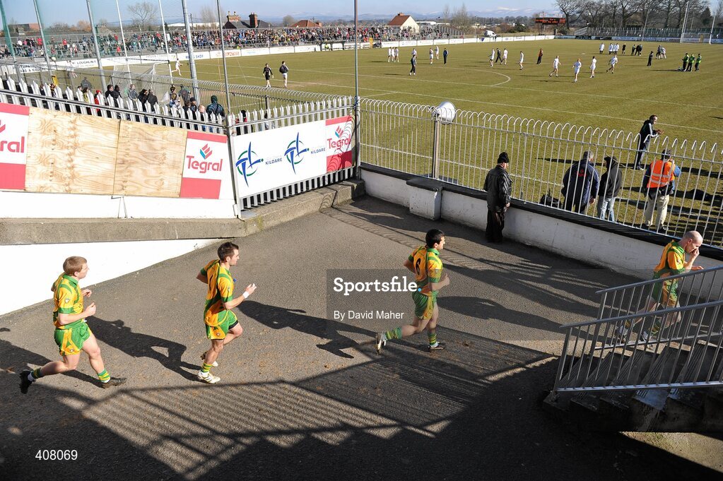 7 March 2010; Donegal players run out from the dressing room for the start of the game. Allianz GAA Football National League, Division 2, Round 3, Kildare v Donegal, St Conleth's Park, Newbridge, Co. Kildare. Picture credit: David Maher / SPORTSFILE