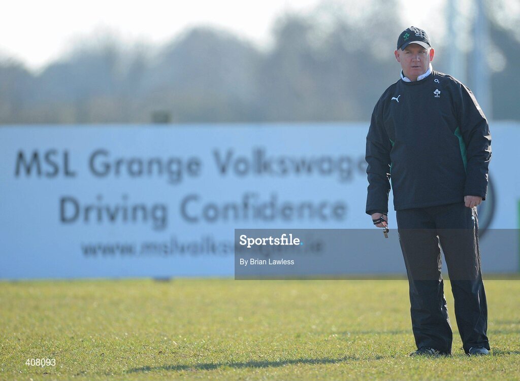 9 March 2010; Ireland head coach Declan Kidney during rugby squad training ahead of their RBS Six Nations Rugby Championship match against Wales on Saturday. Dr. Hickey Park, Greystones, Co. Wicklow. Picture credit; Brian Lawless / SPORTSFILE