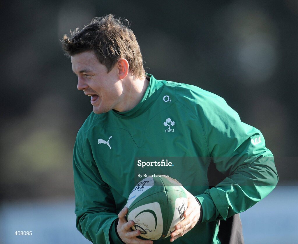 9 March 2010; Ireland's Brian O'Driscoll during rugby squad training ahead of their RBS Six Nations Rugby Championship match against Wales on Saturday. Dr. Hickey Park, Greystones, Co. Wicklow. Picture credit; Brian Lawless / SPORTSFILE