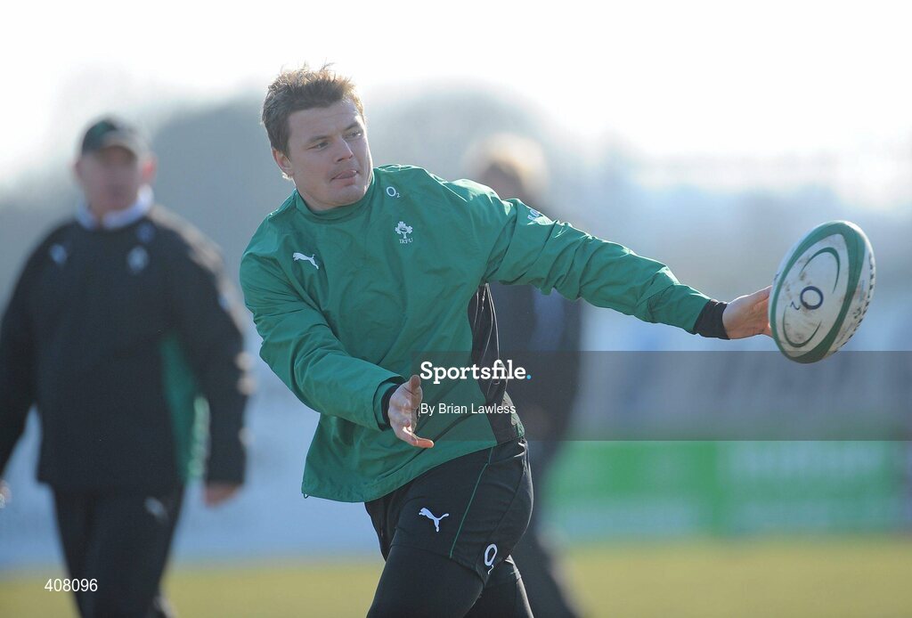 9 March 2010; Ireland's Brian O'Driscoll during rugby squad training ahead of their RBS Six Nations Rugby Championship match against Wales on Saturday. Dr. Hickey Park, Greystones, Co. Wicklow. Picture credit; Brian Lawless / SPORTSFILE