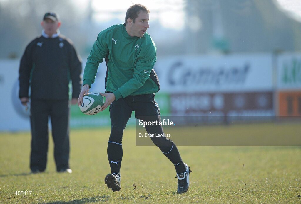 9 March 2010; Ireland's Tomas O'Leary during rugby squad training ahead of their RBS Six Nations Rugby Championship match against Wales on Saturday. Dr. Hickey Park, Greystones, Co. Wicklow. Picture credit; Brian Lawless / SPORTSFILE
